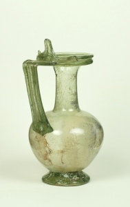 56R Late Roman jug with ribbed handle and tall thumb rest 4th-5th C